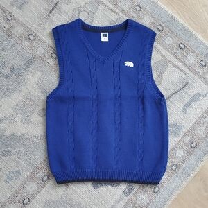 Janie and Jack Boys Cotton Bear Sweater Vest Nordic Blue Sz5